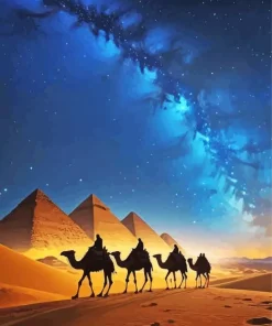 Camel And Pyramids Silhouette Diamond Painting