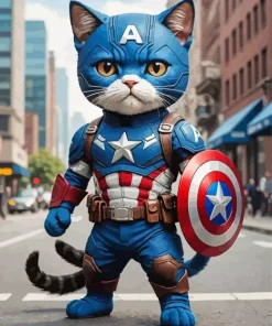 Captain America Cat Diamond Painting