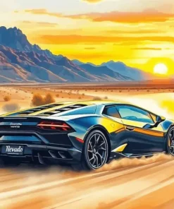 Car Driving Into Sunset Diamond Painting