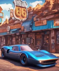 Car On Route 66 Diamond Painting