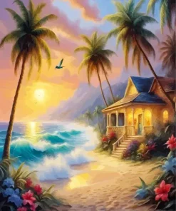 Caribbean Beach Cottage Diamond Painting