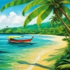 Caribbean Fishing Boat Diamond Painting