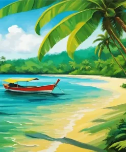 Caribbean Fishing Boat Diamond Painting