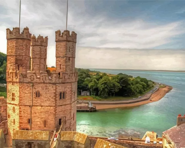 carnarvon castle Tower Diamond By Numbers Carnarvon Castle Tower Diamond Painting