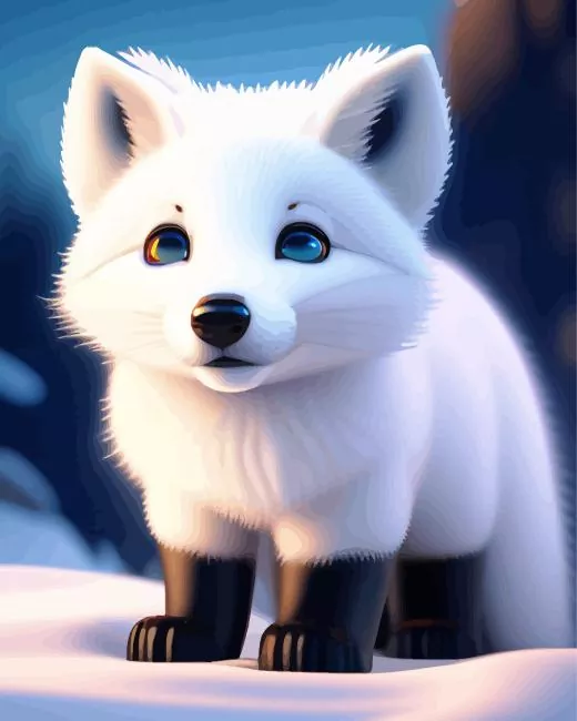 cartoon arctic fox Diamond by Numbers Cartoon Arctic Fox Diamond Painting