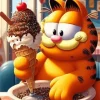 Cartoon Cat Eating Ice Cream Diamond Painting
