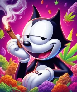 Cartoon Cat Smoking Diamond Painting