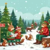 Cartoon Christmas Animals Diamond Painting