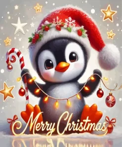 Cartoon Christmas Penguin Diamond Painting