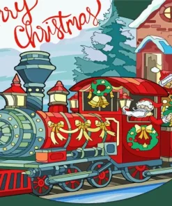 Cartoon Christmas Train Diamond Painting