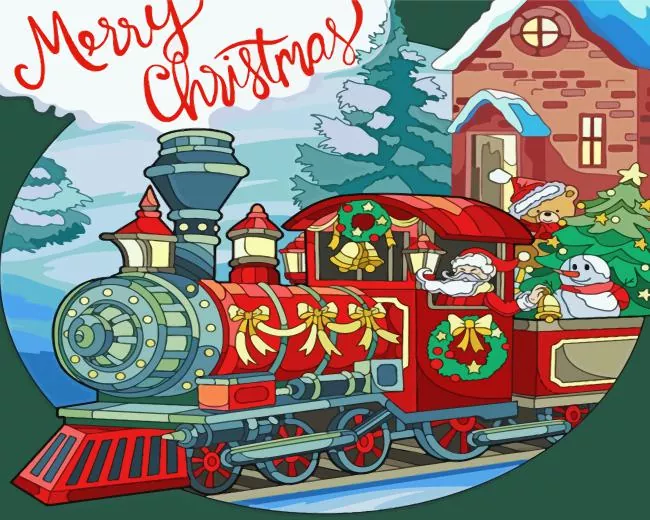 cartoon christmas train Diamond Paints Cartoon Christmas Train Diamond Painting