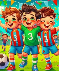 Cartoon Footballers Diamond Painting
