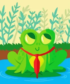 Cartoon Frog On A Lily Pad Diamond Painting