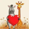 Cartoon Giraffe And Zebra Diamond Painting