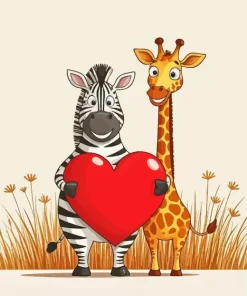 Cartoon Giraffe And Zebra Diamond Painting