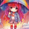 Cartoon Girl Holding Umbrella Diamond Painting
