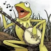 Cartoon Kermit Playing Banjo Diamond Painting