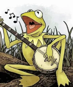Cartoon Kermit Playing Banjo Diamond Painting