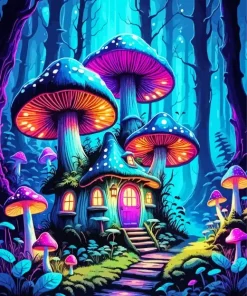 Cartoon Magic Mushroom House Diamond Painting