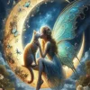 Cat And Fairy On The Moon Diamond Painting