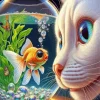 Cat And Fish Bowl Diamond Painting