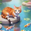 Cat And Koi Fish Diamond Painting