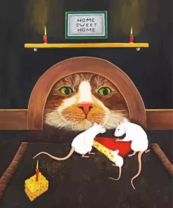 Cat And Mice Art Diamond Painting