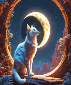 Cat And Moon Diamond Painting