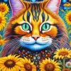 Cat And Sunflowers Diamond Painting