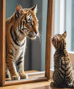 Cat And Tiger Mirror Diamond Painting
