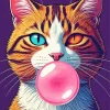 Cat Blowing Bubble Gum Diamond Painting