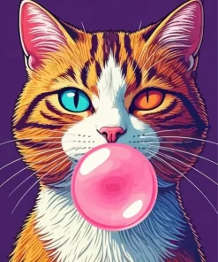 Cat Blowing Bubble Gum Diamond Painting