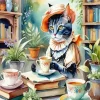 Cat Drinking Tea Art Diamond Painting