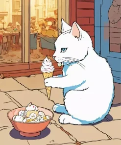 Cat Eating Ice Cream Diamond Painting