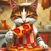 Cat Eating Pizza Diamond Painting