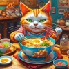 Cat Eating Ramen Diamond Painting