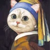 Cat Girl With A Pearl Earring Diamond Painting