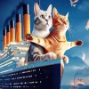 Cat In Titanic Ship Diamond Painting