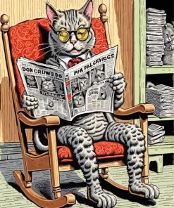 Cat Reading Newspaper Diamond Painting