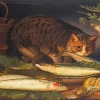 Cat Stealing Fish Diamond Painting