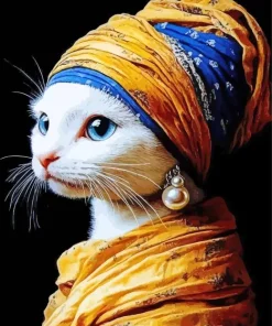 Cat With A Pearl Earring Diamond Painting