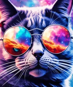 Cat With Galaxy Glasses Diamond Painting