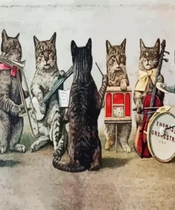Cats Playing Instruments Diamond Painting