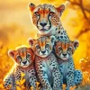 Cheetah And Cubs Diamond Painting