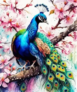 Cherry Blossom And Peacock Diamond Painting
