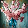 Cherry Blossom Bouquet Vase Diamond Painting