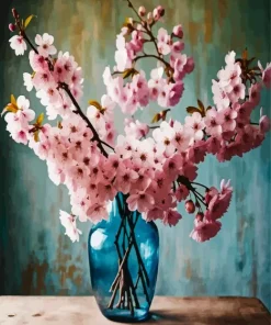 Cherry Blossom Bouquet Vase Diamond Painting