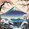 Cherry Blossom Japan Mountain Fuji Diamond Painting