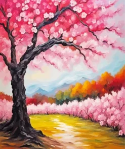 Cherry Blossom Landscape Art Diamond Painting