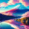 Cherry Blossom Mount Fuji Diamond Painting